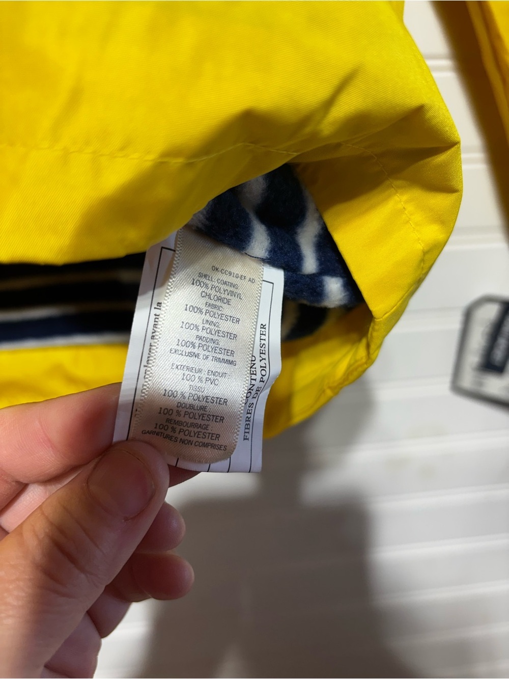 Oshkosh b’gosh yellow hooded rain coat size 14 fleece lined kids windbreaker - Picture 5 of 8
